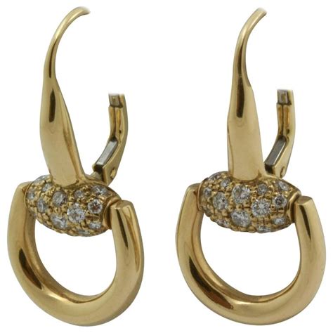 gucci horsebit diamond earrings|gucci horsebit earrings gold.